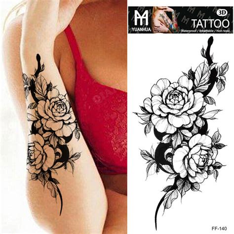 Tempor Re Tattoos Aufkleber Wasserdicht Wassertransfer Skizze Rose