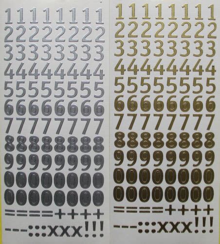 15mm Numbers Peel Off Stickers Gold Or Silver Number X Signs