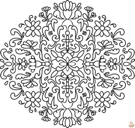 Coloriage Dun Mandala Décoré De Feuilles