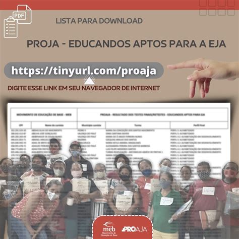 Lista de aptos para o EJA Movimento de Educação de Base