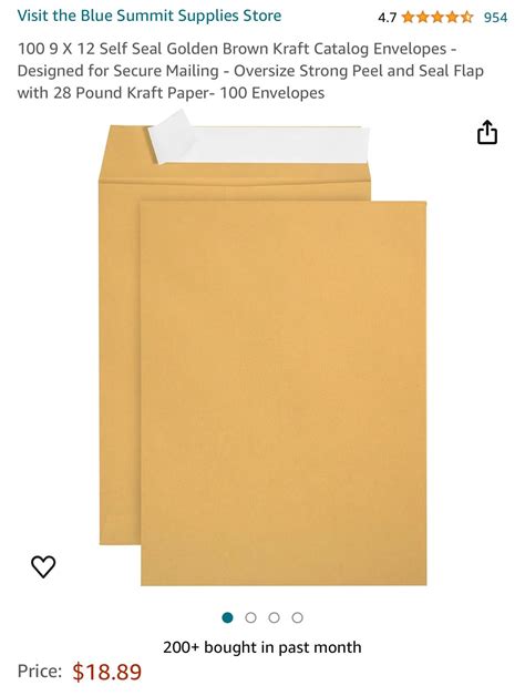 100 9 X 12 Self Seal Golden Brown Kraft Catalog Envelopes For Sale In