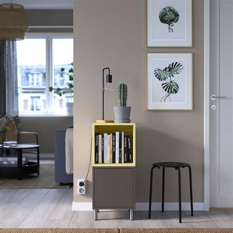 Eket Cabinet Combination With Legs Dark Grey Pale Yellowmetal Ikea