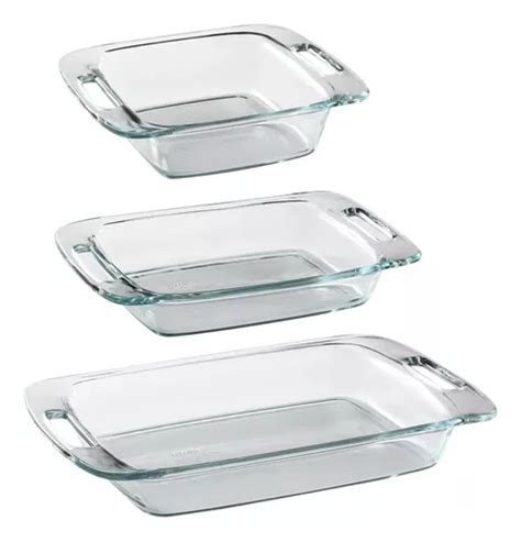 Set X3 Fuentes Moldes Pyrex Easygrab De Vidrio Con Asas