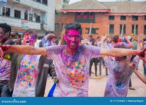 Holi Festival Of Colors Celebration In Kathmandu Nepal Editorial