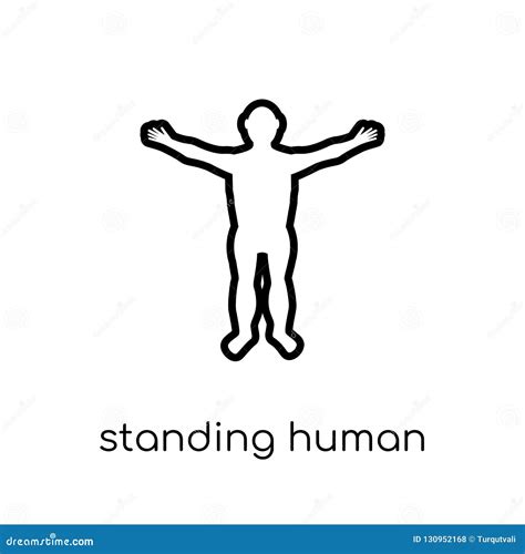 Standing Human Body Icon Trendy Modern Flat Linear Vector Stand Stock