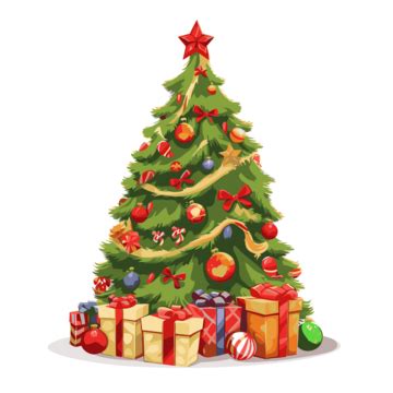 Free Animated Christmas Vector, Sticker Clipart Cartoon Christmas Tree ...