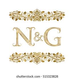 N G Vintage Initials Logo Symbol Stock Vector Royalty Free