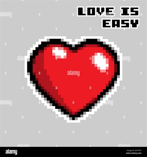 Pixel Art Heart Love And Valentine Vector Illustration Stock Vector