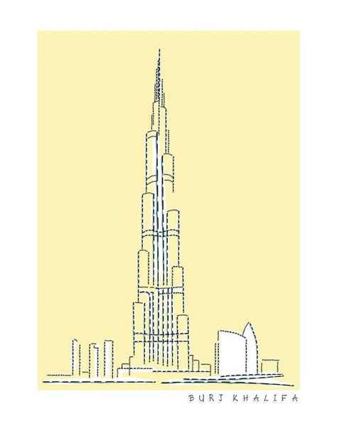 Line Art Of Burj Khalifa 36095117 Vector Art At Vecteezy