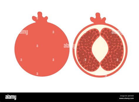 A Whole Pomegranate And A Piece Of Pomegranate On An Isolated White