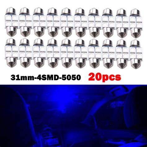 20pc Blue Car Interior LED Light Dome Map License Plate Lamp Bulbs