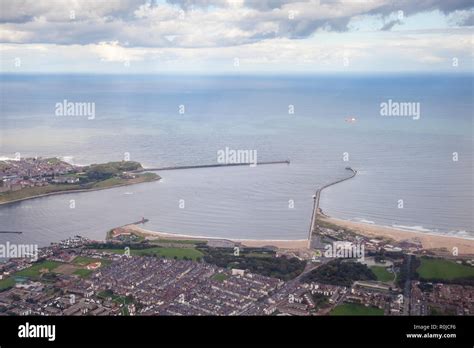 The Mouth Of The River Tyne Exiting Into The North Sea With South