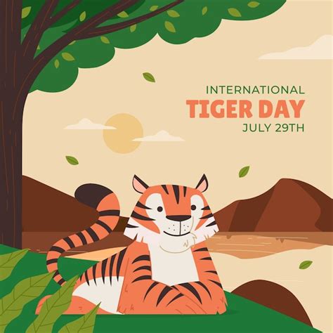 Ilustración plana para la conciencia del día internacional del tigre