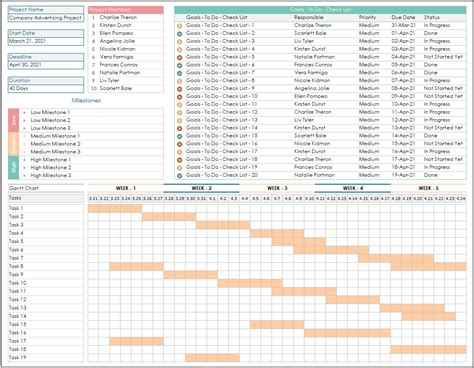 Project Plan Calendar Excel - Printable Word Searches