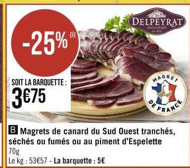 Promo Magrets De Canard Du Sud Ouest Tranch S S Ch S Ou Fum S Ou Au