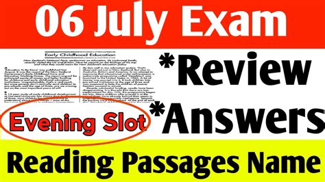 06 July Ielts Exam Review Listeningreading Answer Evening Slot🔥 Youtube