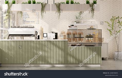 3d Render Stylish Korean Cafe Interior Stock Illustration 2208746855 ...