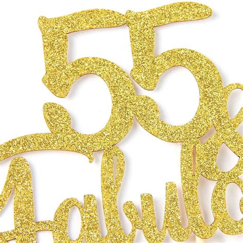 Innoru 55 And Fabulous Cake Topper Gold Glitter Happy 55th Birthday Cake