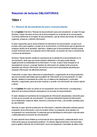 Resumen De Lecturas Obligatorias T T Pdf