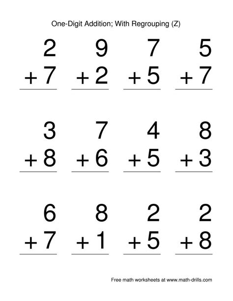 Addition Worksheets 1 Digit