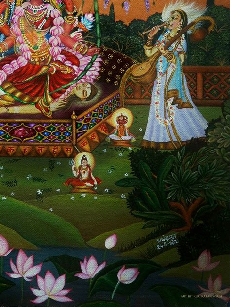 Maha Tripurasundari With Kameshwar Acrylic On Canvas Painting By Giri Ratna Singh Exotic