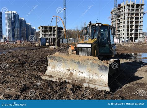 Dozer Working At Construction Site Bulldozer For Land Clearing