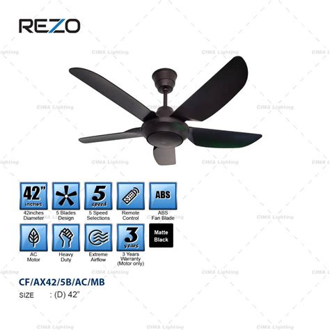 REZO AX42 42 5 SPEED 5 ABS BLADE REMOTE CONTROL BABY FAN Cima