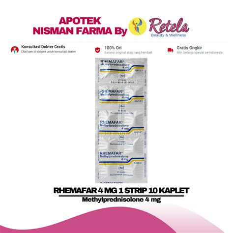 Jual RHEMAFAR 4 MG 1 STRIP 10 KAPLET Methylprednisolone 4 Mg