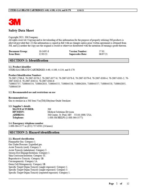 Msds Eo Download Free Pdf Personal Protective Equipment Toxicity