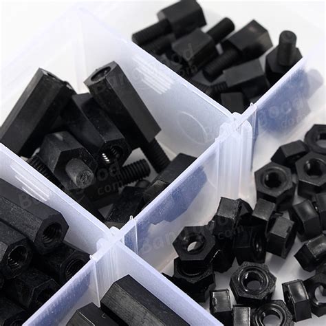 Pcs M Nylon Black M F Hex Spacers Screw Nut Assortment Kit Stand