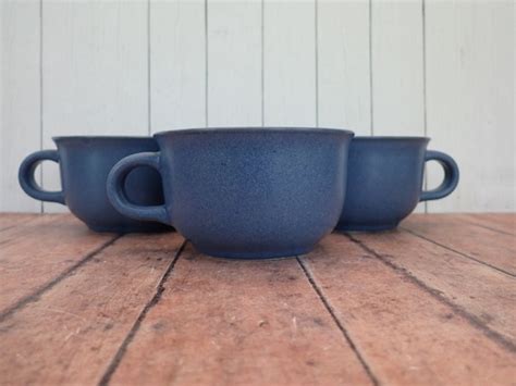 Vintage Dansk Mesa Sky Blue Flat Cups Set Of Ceramic Etsy