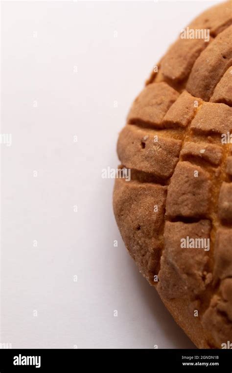 Close Up Of A Delicious Traditional Mexican Sweet Bread Called Concha