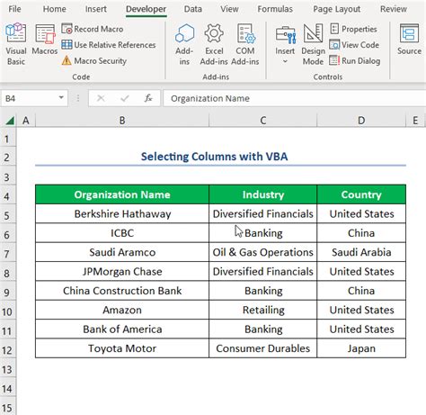 How To Select Columns With Vba 3 Easy Ways Exceldemy