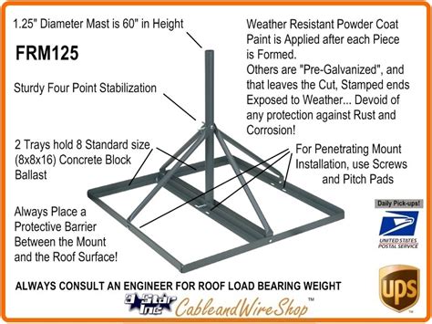 Non Penetrating Roof Mount 60 Mast With 1 25 O D 3 Star Incorporated