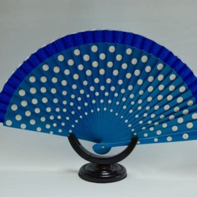 Royal-blue/White Polka Dot Flamenco Fan - Everything Flamenco