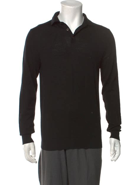 Suitsupply Merino Wool Collar Polo Sweater Black Sweaters Clothing