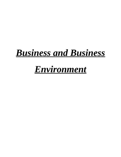 Business And Business Environment Assignment