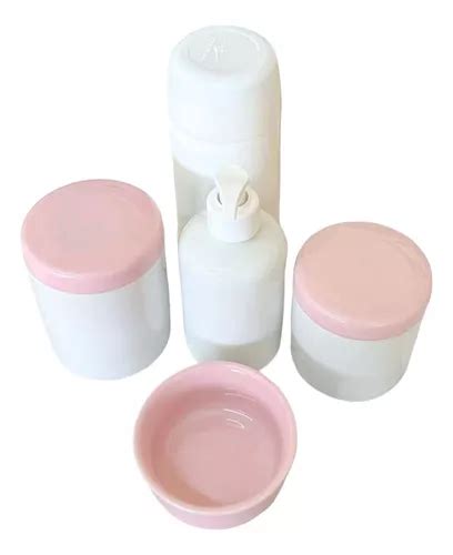 Kit Higiene Bebe Porcelana Tampa E Molhadeira Rosa Completo