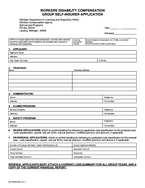 Fillable Online Michigan Form Wc G Group Self Insurer Application