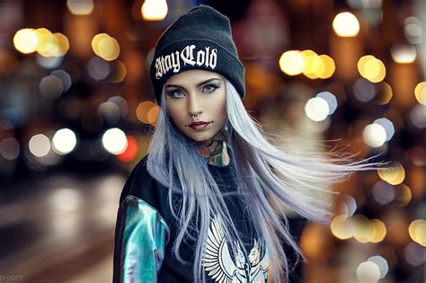 HD Wallpaper Women Blonde Portrait Tattoo Nose Rings Piercing