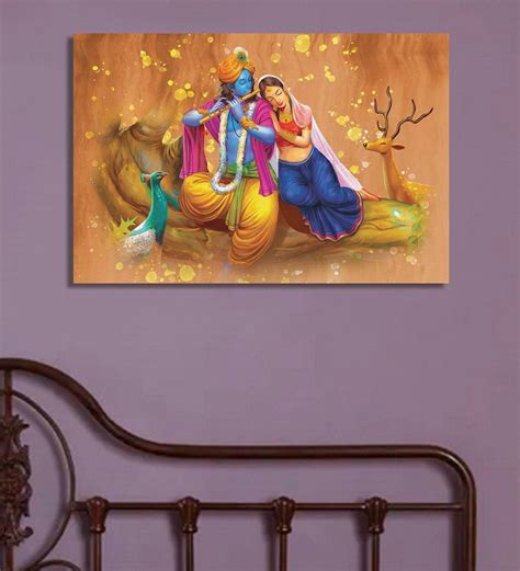 New Radha Krishna With Flute A Handpainted Paintings on Canvas Wall Art Painting without Frame ...