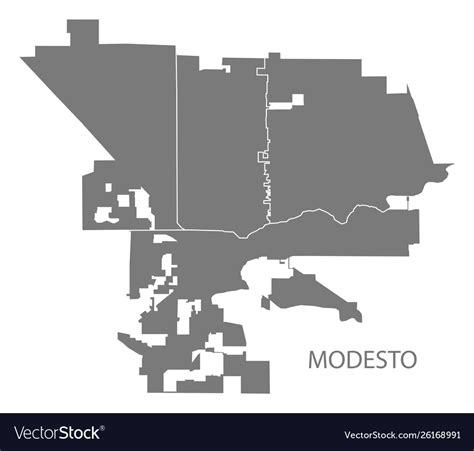 Modesto california city map with neighborhoods Vector Image