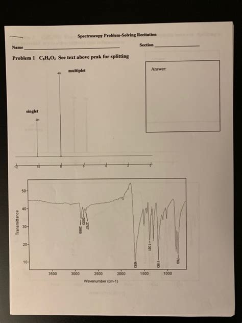 Solved Spectroscopy Problem Solving Recitation Section Name Chegg