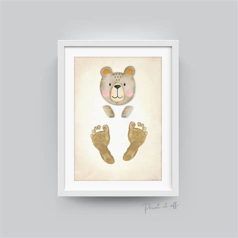 Baby Teddy Bear Footprint Foot Art Craft Kit Baby Newborn Etsy Uk