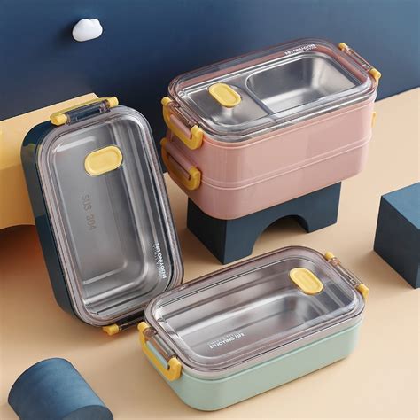 Lunch Box With Lid Stainless Steel Food Container Bekas Bekal Makanan