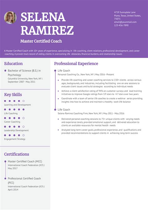 Life Coach Resume Examples And Templates For 2024