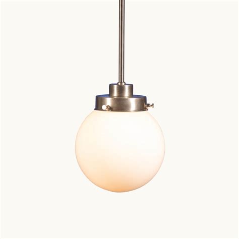 Glass And Metal Art Deco Pendant Lamp With Opal Ball By Willem Hendrik