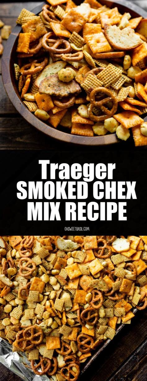 Traeger Smoked Chex Mix Recipe Oh Sweet Basil