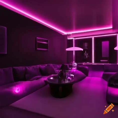 Realistic Depiction Of A Lounge Bar With Purple Violet Lights