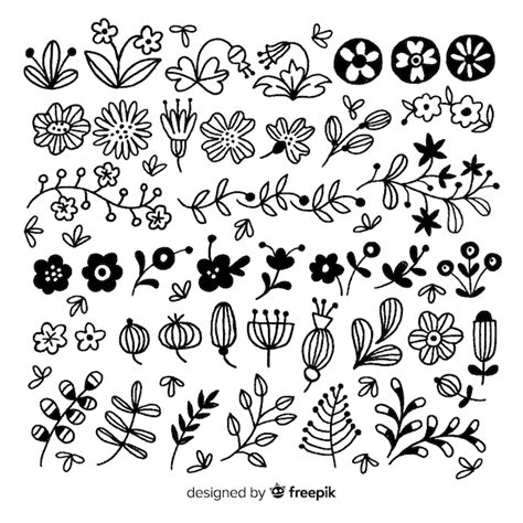 Elementos Florales De Decoraci N Dibujados A Mano Vector Gratis